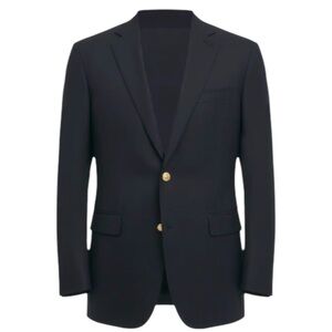 Brooks Brothers Navy Blazer 43L Iconic Gold Brass Buttons Madison (Traditional)